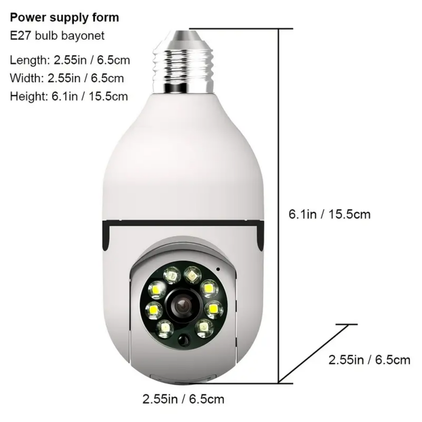 360" Wireless Bulb Security Camera Indoor/Outdoor Pan Tilt Zoom Camera with 360 Degree Motion Tracking, Color Night Vision