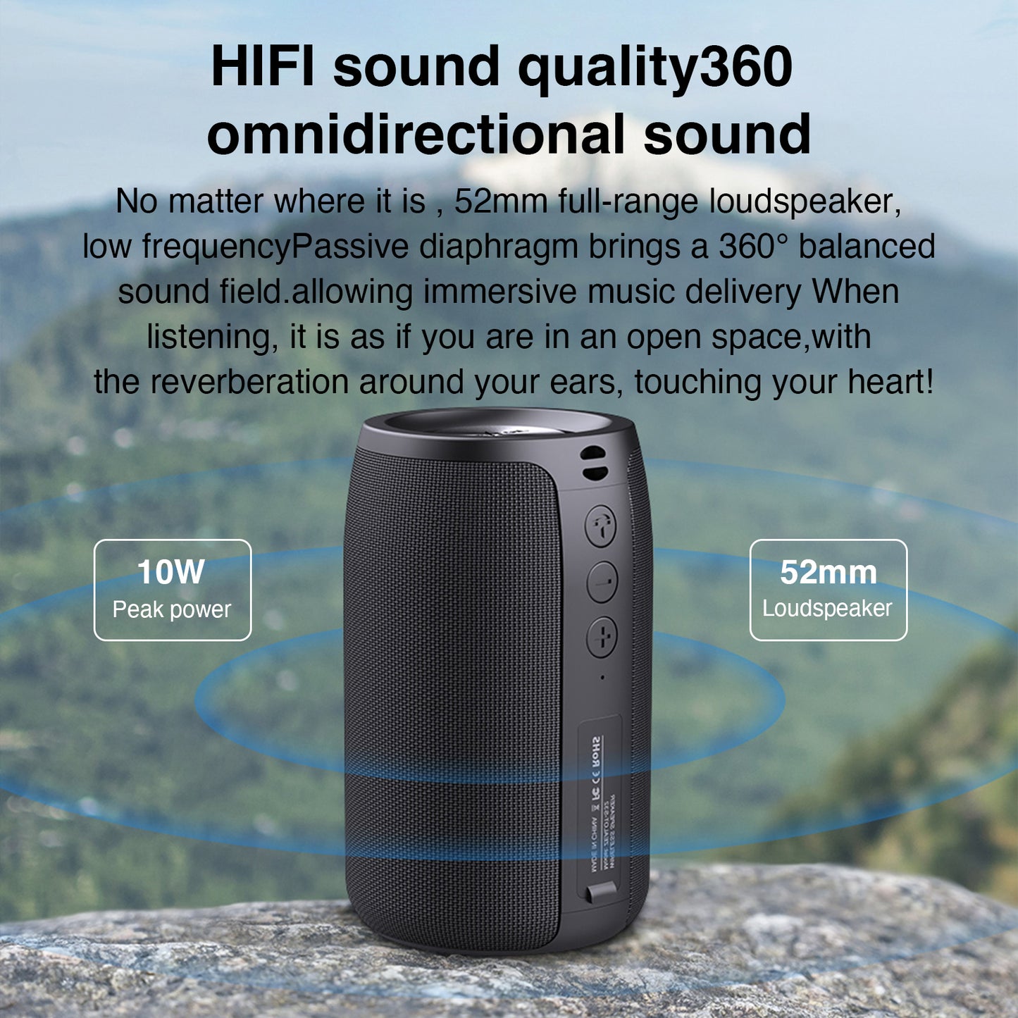 ZEALOT S32 Portable Bluetooth Speakers, Wireless Speaker,S32 Samll Outdoor Speaker, Waterproof IPX5, Stereo Pairing/USB/MIC/TF Card/AUX for iOS Andriod Gift for Men,Kids -Black