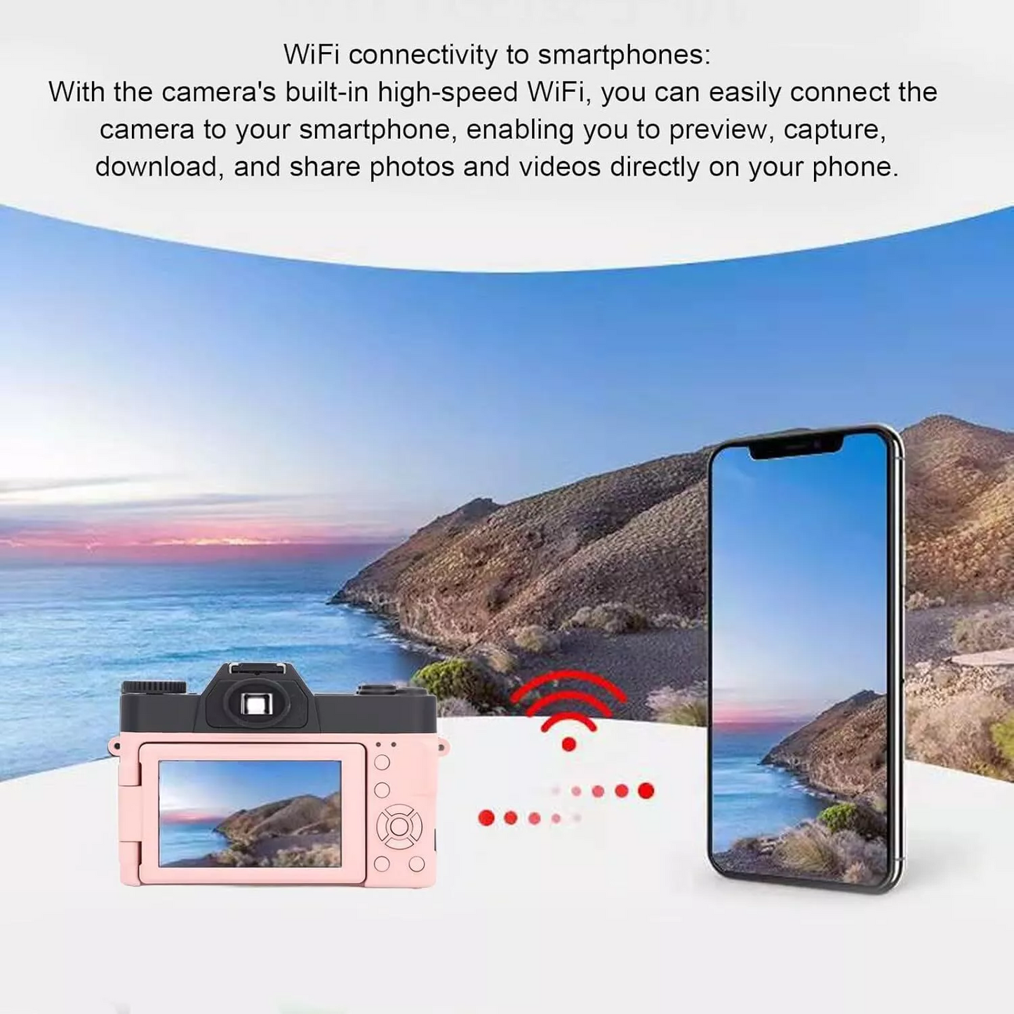 Digital Cameras for Photography, 4K 48MP Vlogging Camera 16X Digital Zoom Manual Focus Students Compact Camera with 52mm Wide-Angle Lens & Macro Lens, 32G Micro Card