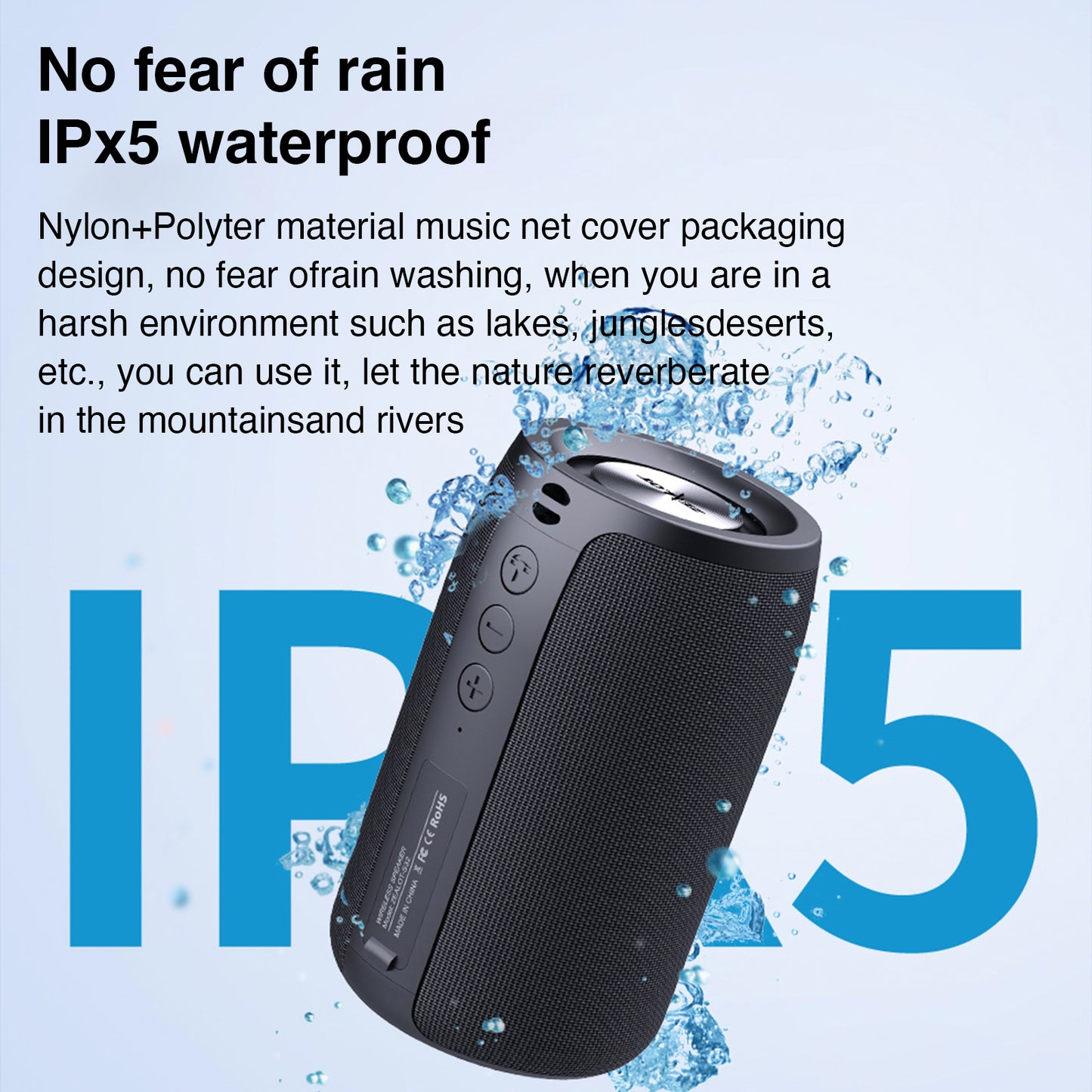 ZEALOT S32 Portable Bluetooth Speakers, Wireless Speaker,S32 Samll Outdoor Speaker, Waterproof IPX5, Stereo Pairing/USB/MIC/TF Card/AUX for iOS Andriod Gift for Men,Kids -Black