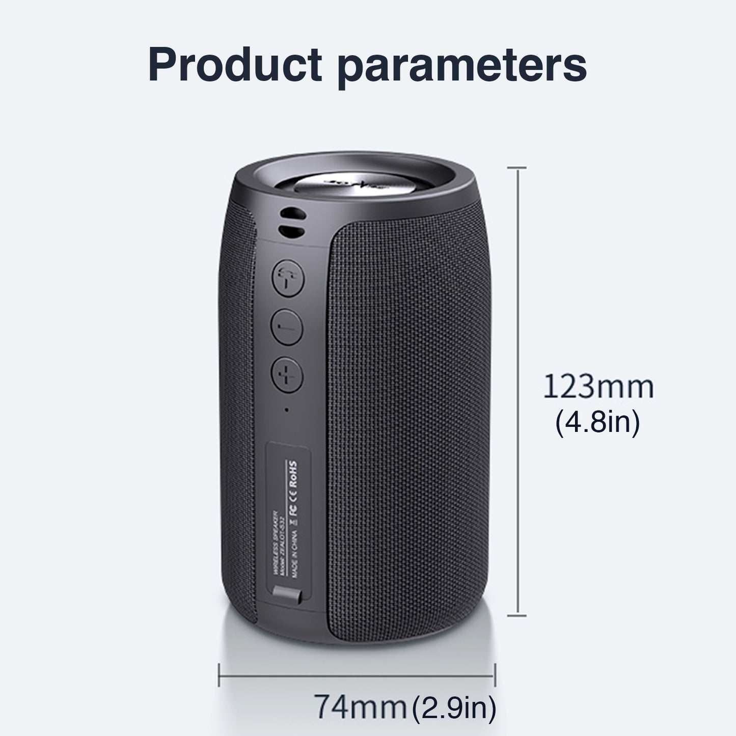 ZEALOT S32 Portable Bluetooth Speakers, Wireless Speaker,S32 Samll Outdoor Speaker, Waterproof IPX5, Stereo Pairing/USB/MIC/TF Card/AUX for iOS Andriod Gift for Men,Kids -Black
