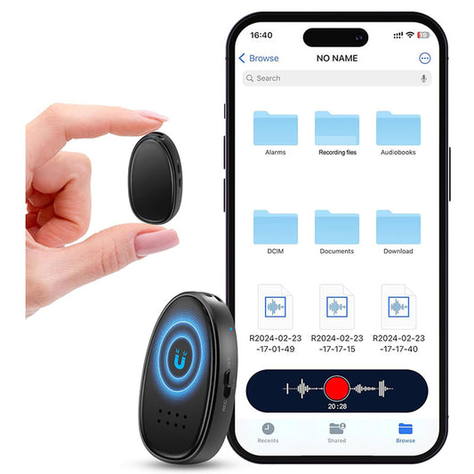 Magnetic Digital Voice Recorder with AI-Triple Noise Reduction,Portable Audio Recorder Compatible with Smart Cell Phone/PC Recording Device for Lectures,Meetings,Interviews,Black