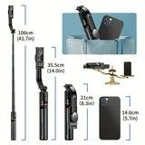 Selfie Stick Tripod , 41 inch Aluminum Alloy Retractable , Extendable 3 in 1 with Wireless Remote and Stand 360 Rotation for Iphone Android