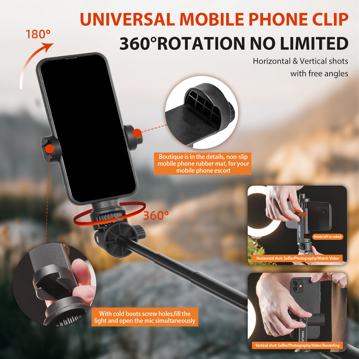 Kingjoy M080P Phone Tripod, Tripod for iPhone & Selfie Stick Tripod with Remote, Extendable Phone Tripod Stand & Travel Tripod, Solidest Cell Phone Tripod Compatible with iPhone/Android