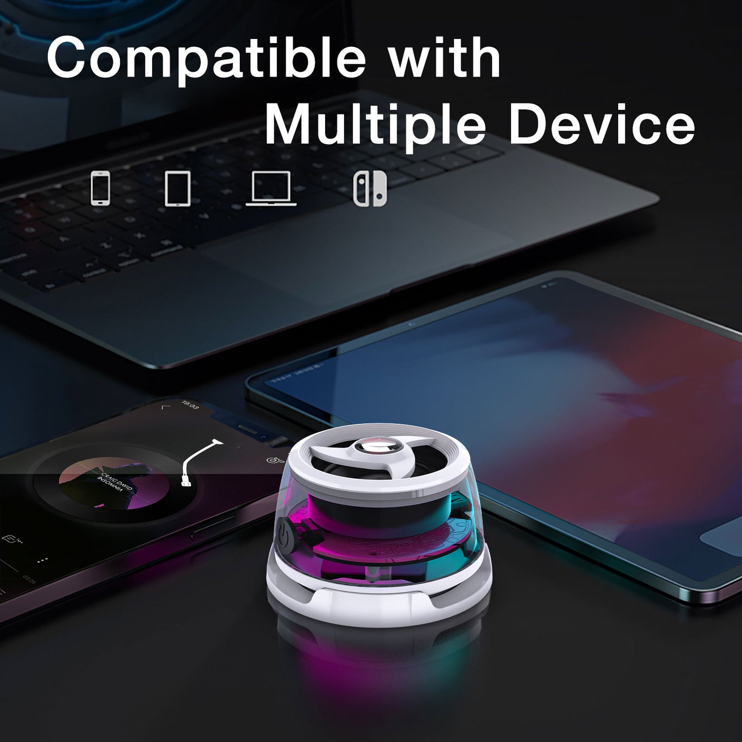 Magnetic Cyber Bluetooth Speaker Compact & Portable RGB Lights HiFi Sound with Deep Bass 6 Hours Playtime TWS Pairing Perfect for Outdoor & Home