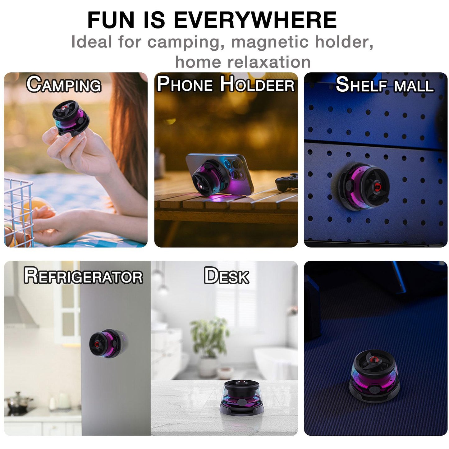 Magnetic Cyber Bluetooth Speaker Compact & Portable RGB Lights HiFi Sound with Deep Bass 6 Hours Playtime TWS Pairing Perfect for Outdoor & Home
