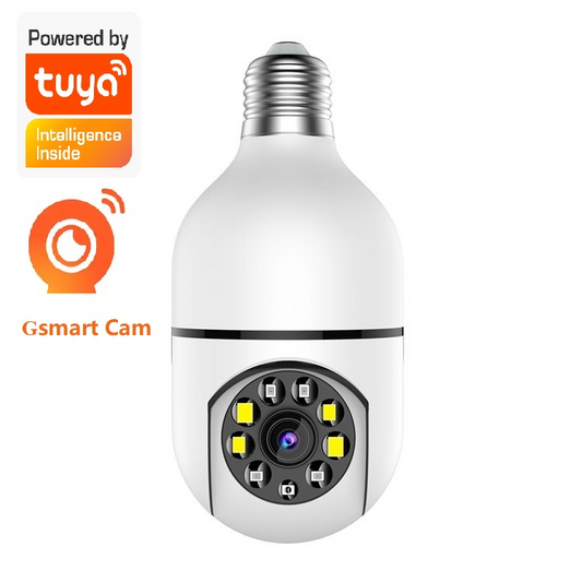 Tuya 3MP Light Bulb Security Camera 5G & 2.4GHz Dual-Band Full-Color Night Vision 360° Remote Viewing Real-Time Alerts 24/7 Continuous Recording 2K HD Color Night Vision Motion Detection Alerts