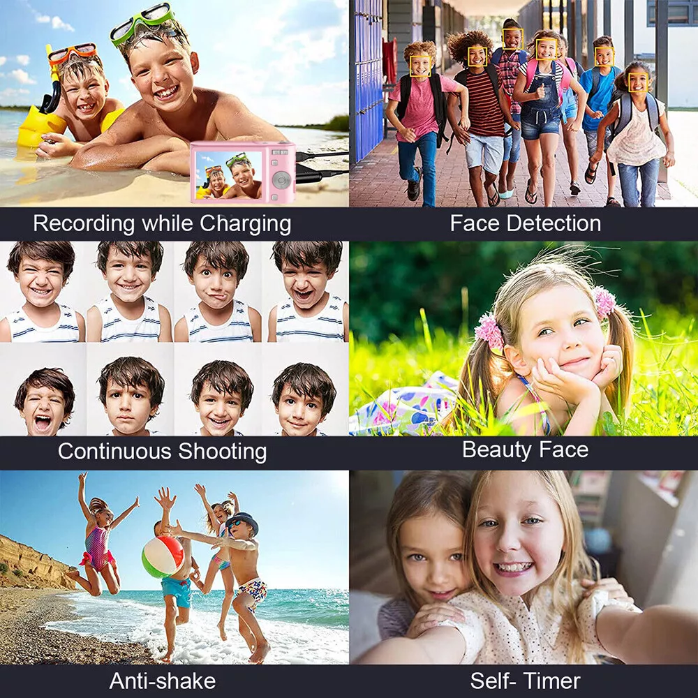 Upgrade Digital Camera, Autofocus 50MP FHD 1080P Camera With 16x Zoom Anti Shake, Compact Camera for Kid Student Children Teen Girl Boy, Kids Camera with 32GB SD Card