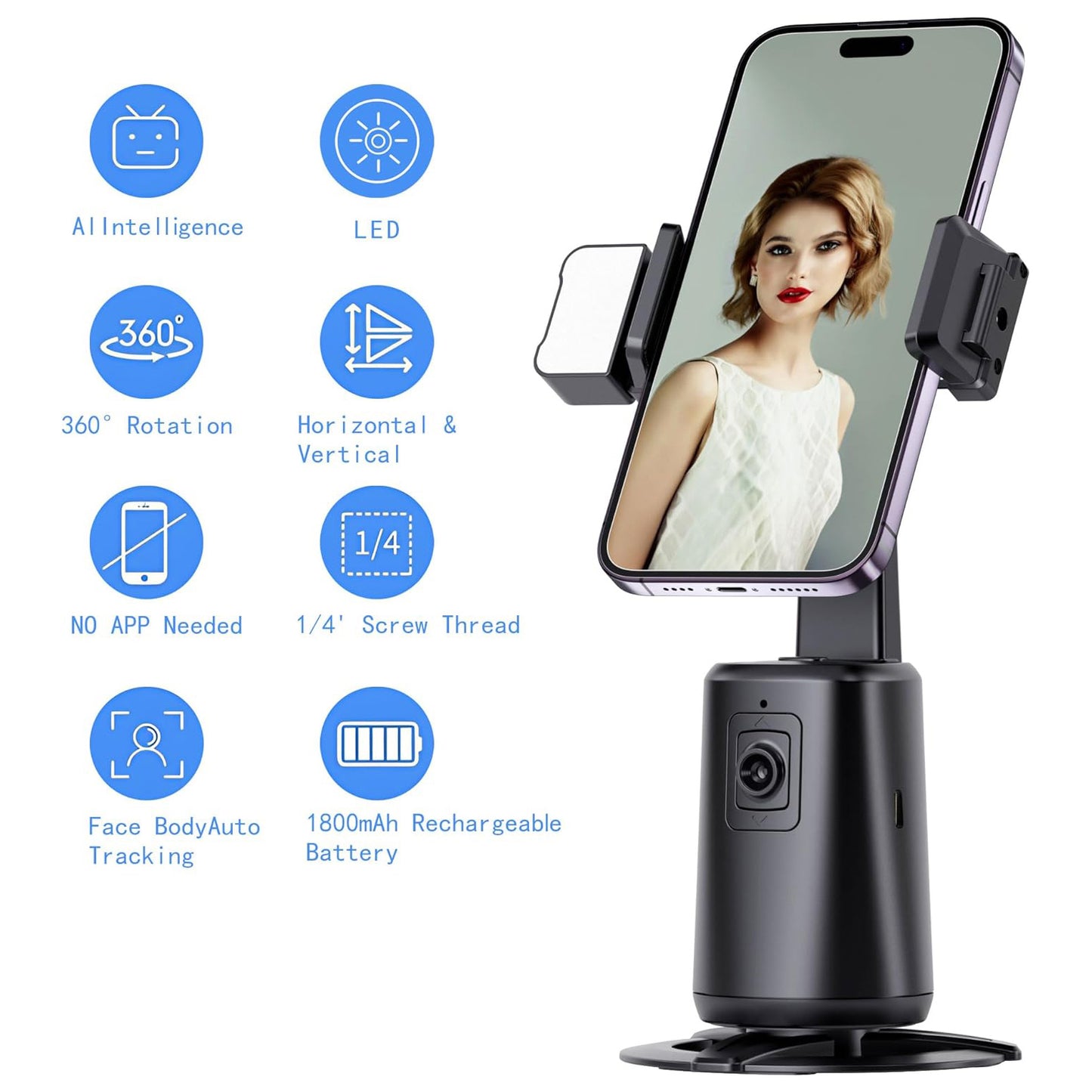 Phone Accessories Black automatic face tracking phone stand