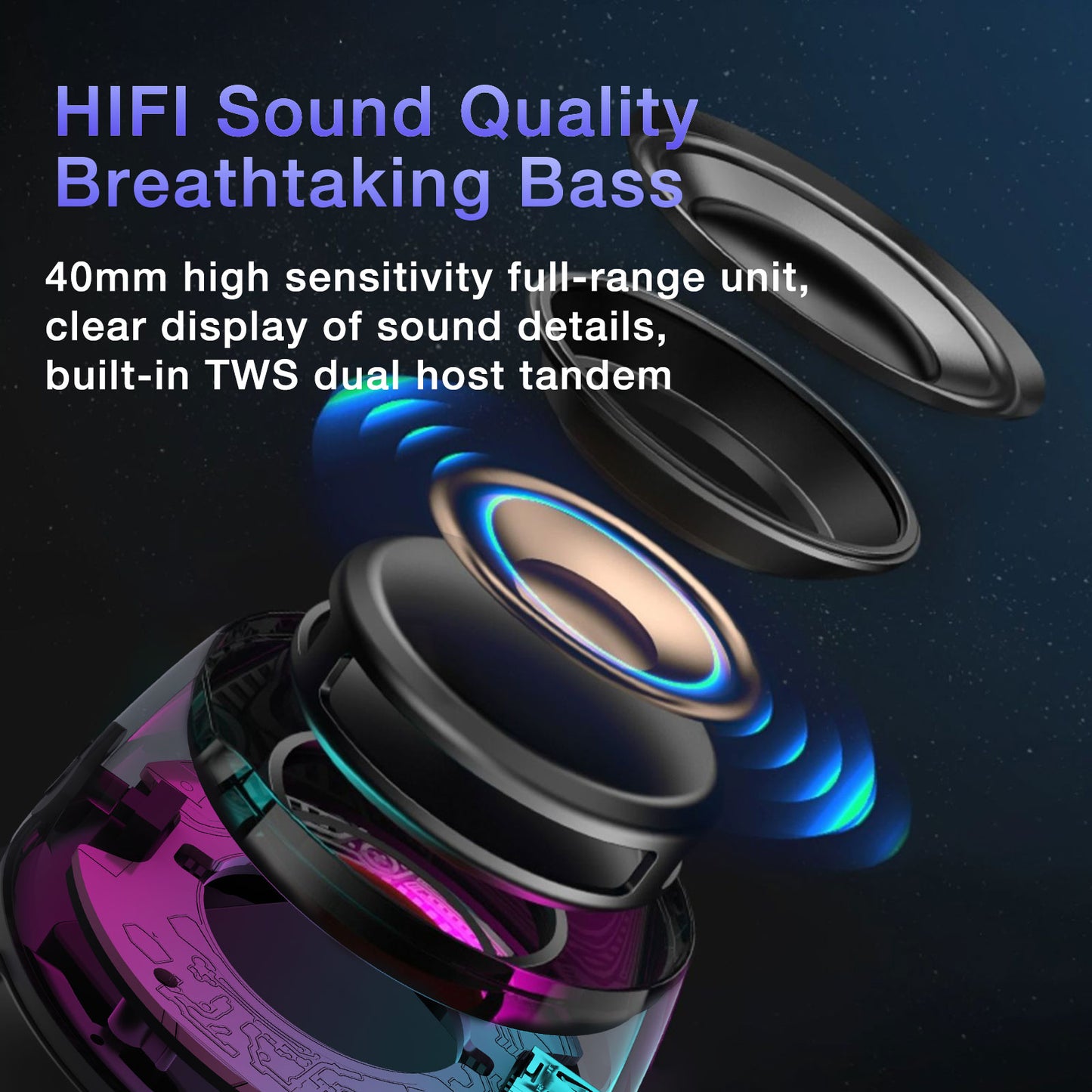 Magnetic Cyber Bluetooth Speaker Compact & Portable RGB Lights HiFi Sound with Deep Bass 6 Hours Playtime TWS Pairing Perfect for Outdoor & Home