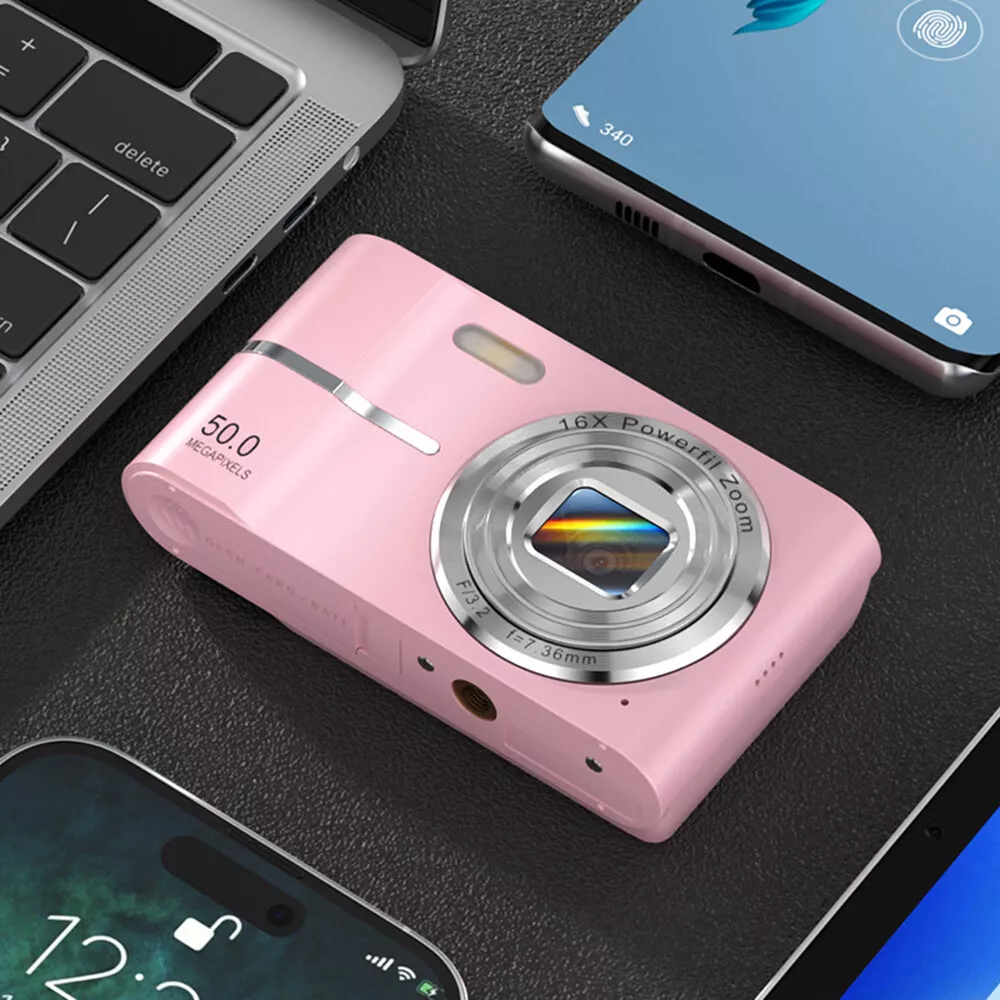 Upgrade Digital Camera, Autofocus 50MP FHD 1080P Camera With 16x Zoom Anti Shake, Compact Camera for Kid Student Children Teen Girl Boy, Kids Camera with 32GB SD Card