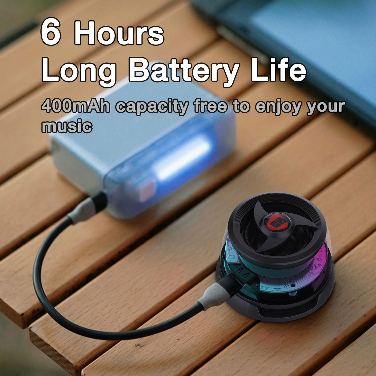 Magnetic Cyber Bluetooth Speaker Compact & Portable RGB Lights HiFi Sound with Deep Bass 6 Hours Playtime TWS Pairing Perfect for Outdoor & Home