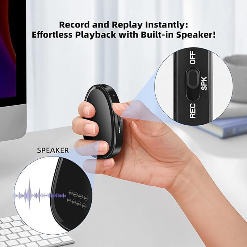 Magnetic Digital Voice Recorder with AI-Triple Noise Reduction,Portable Audio Recorder Compatible with Smart Cell Phone/PC Recording Device for Lectures,Meetings,Interviews,Black
