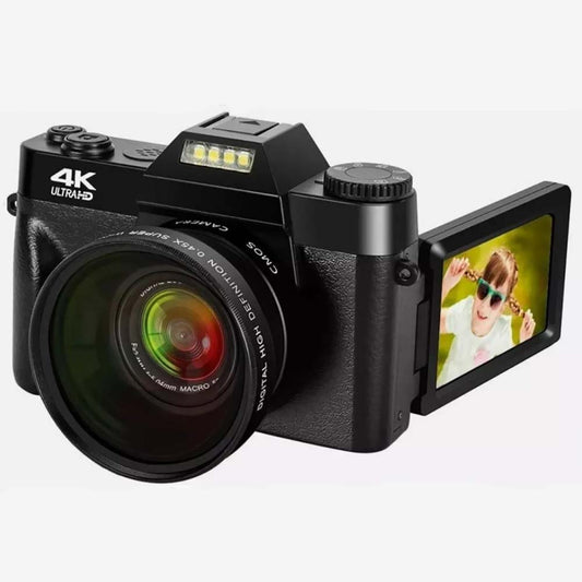 Digital Cameras for Photography, 4K 48MP Vlogging Camera 16X Digital Zoom Manual Focus Students Compact Camera with 52mm Wide-Angle Lens & Macro Lens, 32G Micro Card