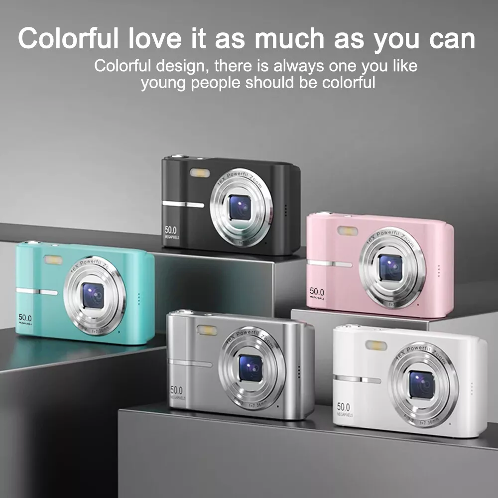 Upgrade Digital Camera, Autofocus 50MP FHD 1080P Camera With 16x Zoom Anti Shake, Compact Camera for Kid Student Children Teen Girl Boy, Kids Camera with 32GB SD Card